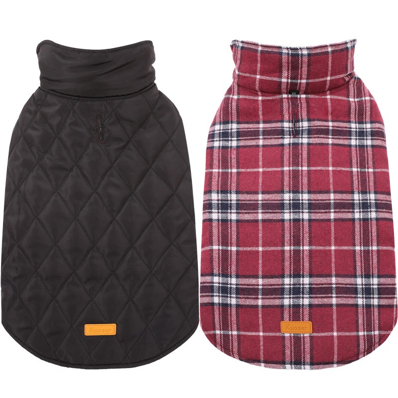 Kuoser Warm Dog Coat, Waterproof Dog Jacket for Extra Large Dogs, Adjustable Durable XXXL Doggie Winter Coat Reversible Puppy Cold Weather Apparel for Large Breed, Red 3XL - Image 1